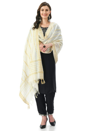 A R Silk Women’s Cotton Gold Weaving Self Degine Regular Dupatta