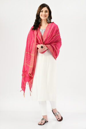 A R Silk Women’s Cotton Gold Weaving Self Degine Regular Dupatta