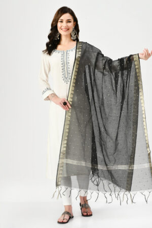 A R Silk Women’s VNS Golden Buti Faccy Dupatta