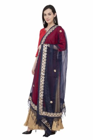 A R SILK Orgenza Gota patti Fancy Dupatta Color Navy Dupatta/Chunni