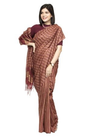 A R Silk Women’s Maroon Bhagalpuri Cotton Silk Saree With Blouse Piece