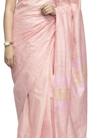 A R Silk Women’s Baby Pink Bhagalpuri Cotton Silk Saree With Blouse Piece