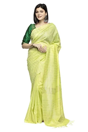 A R Silk Women’s Light Parrot Green Bhagalpuri Cotton Silk Saree With Blouse Piece