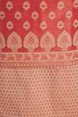 A R Silk Cotton Chanderi Soft Zari Embroidered Worked Unstitched Salwar Suit Dress Material With Banarasi Chanderi Dupatta ( Red )