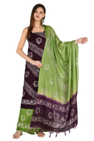 A R Silk Women’s Modal Cotton Printed Unstitched Salwar Suit Dress Material with Dupatta (Wine, Free Size)