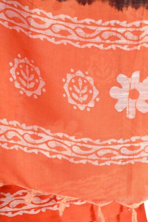 A R Silk Women’s Modal Cotton Printed Unstitched Salwar Suit Dress Material with Dupatta (Orange, Free Size)