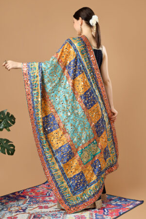 A R Silk Women’s Pakistani Heavy Silk Dupatta with Mirror Work with Colorful Print Fancy Dupaatta (ARS0863)